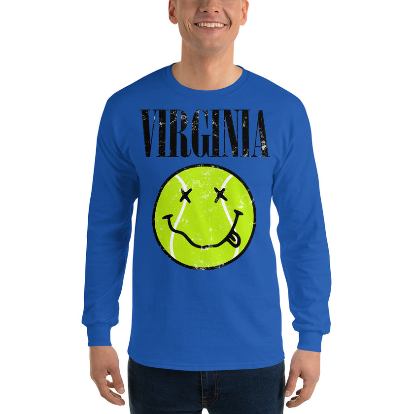 Virginia Smiley Face Tennis Ball by CoVA Tennis Men’s Long Sleeve Shirt