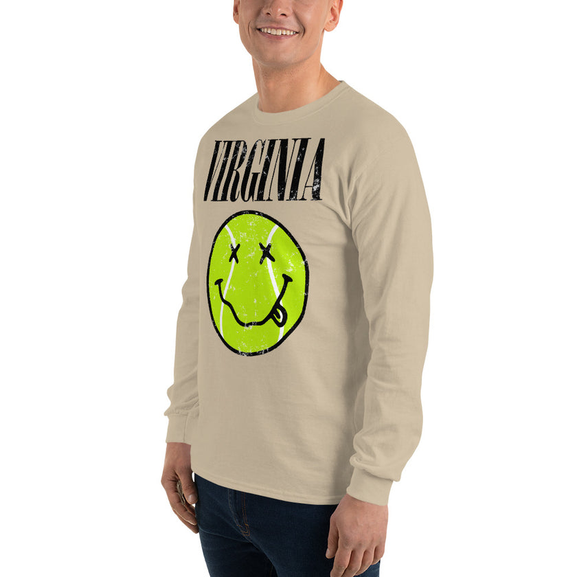 Virginia Smiley Face Tennis Ball by CoVA Tennis Men’s Long Sleeve Shirt