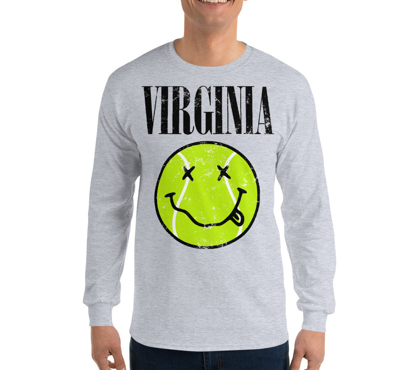 Virginia Smiley Face Tennis Ball by CoVA Tennis Men’s Long Sleeve Shirt