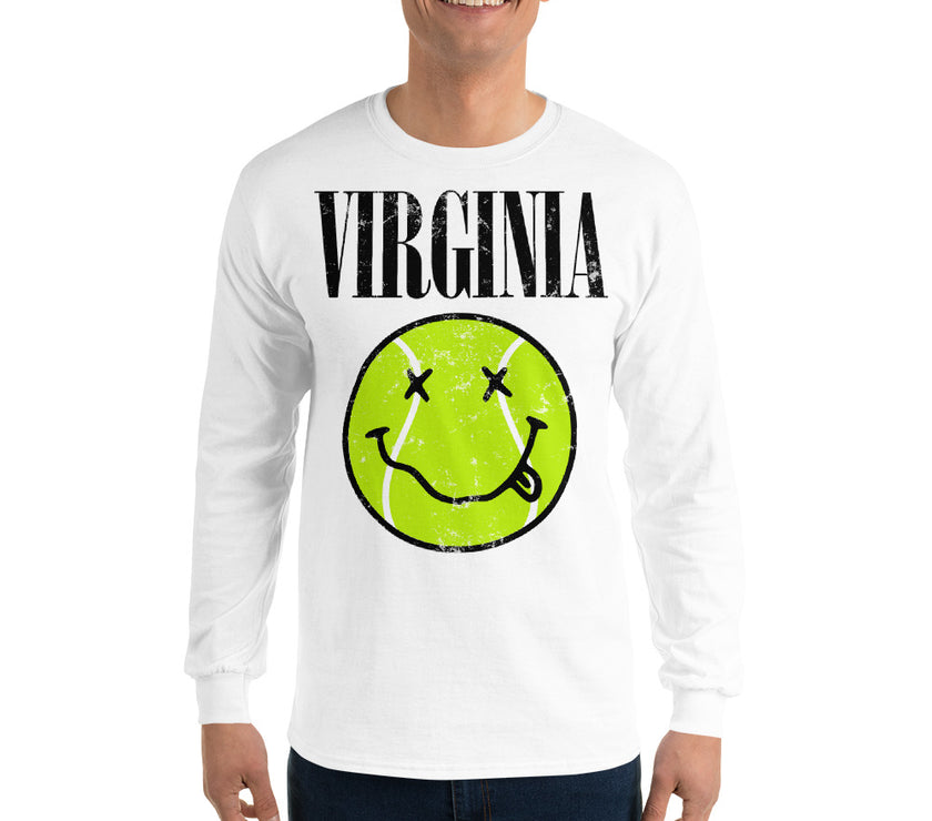 Virginia Smiley Face Tennis Ball by CoVA Tennis Men’s Long Sleeve Shirt