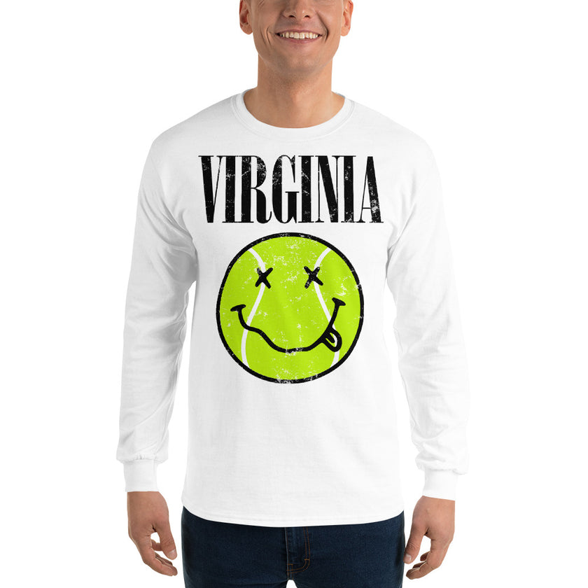 Virginia Smiley Face Tennis Ball by CoVA Tennis Men’s Long Sleeve Shirt