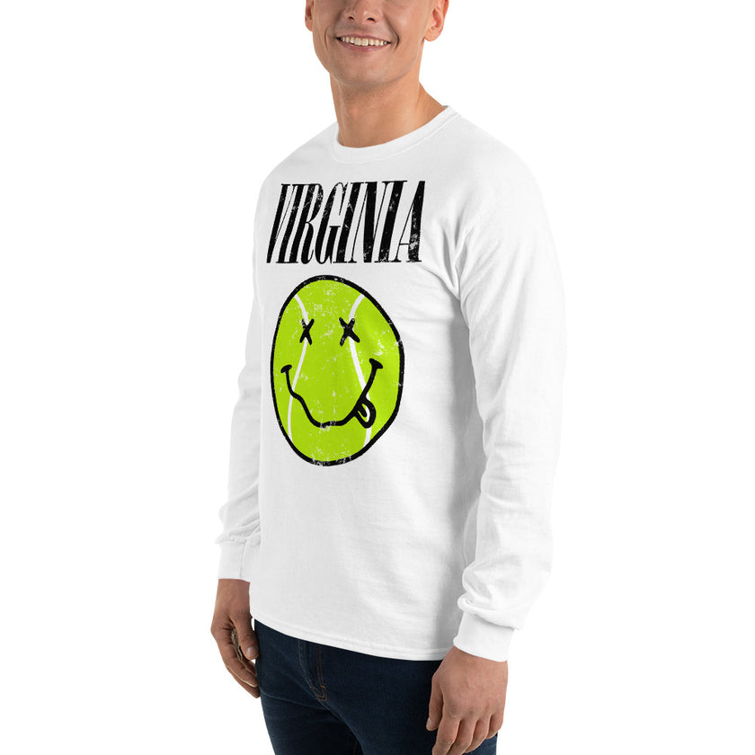 Virginia Smiley Face Tennis Ball by CoVA Tennis Men’s Long Sleeve Shirt