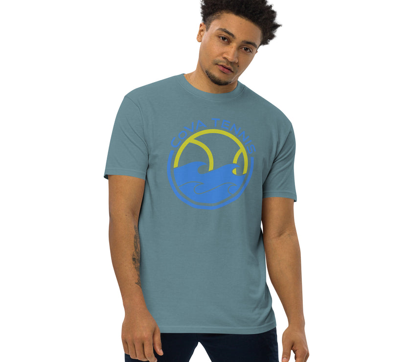 CoVA Tennis Ball & Waves Logo Men’s premium heavyweight tee