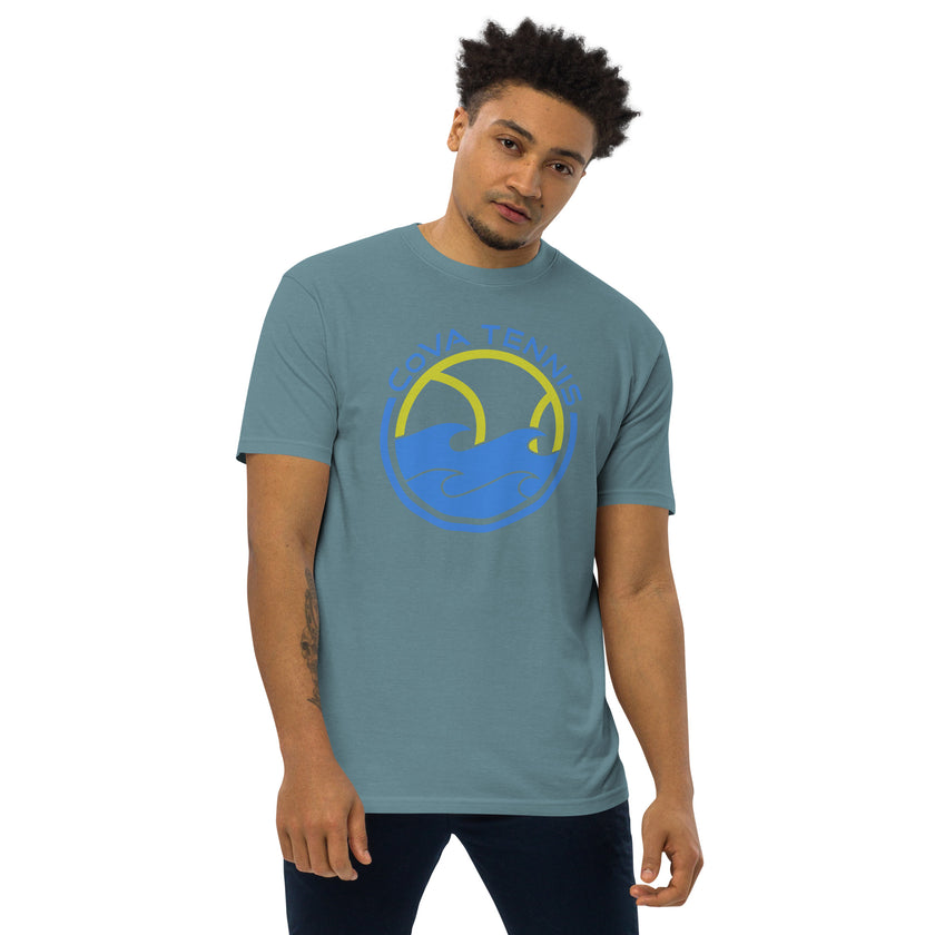 CoVA Tennis Ball & Waves Logo Men’s premium heavyweight tee