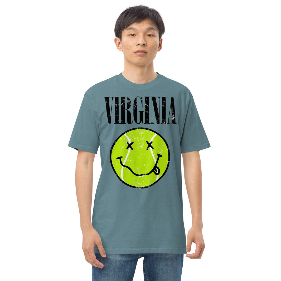 Virginia Smiley Face Tennis Ball by CoVA Tennis Men’s premium heavyweight tee