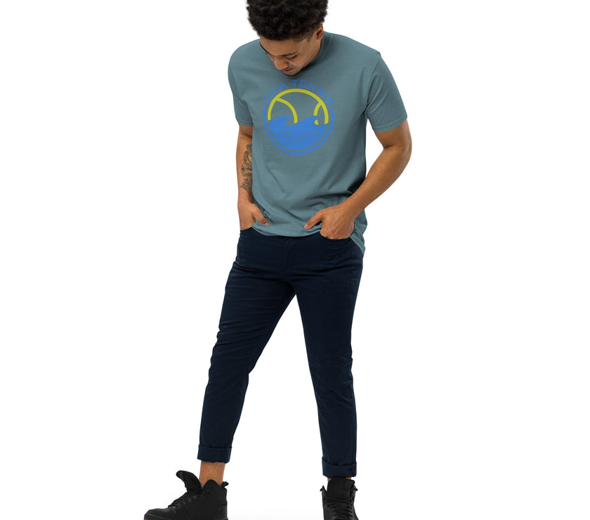 CoVA Tennis Ball & Waves Logo Men’s premium heavyweight tee