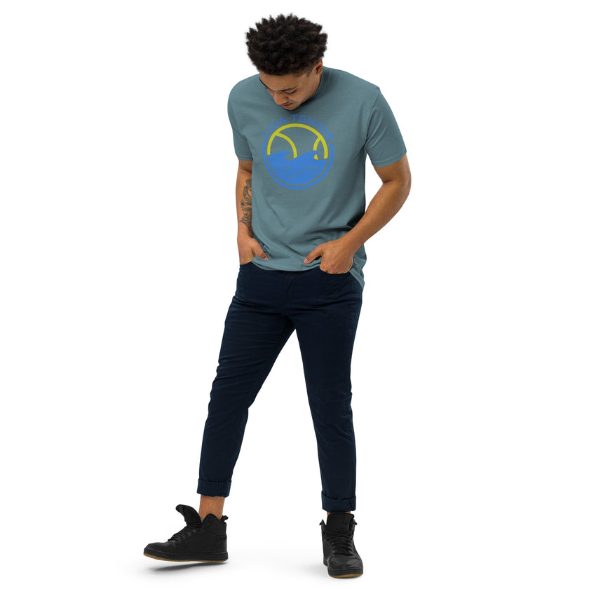 CoVA Tennis Ball & Waves Logo Men’s premium heavyweight tee