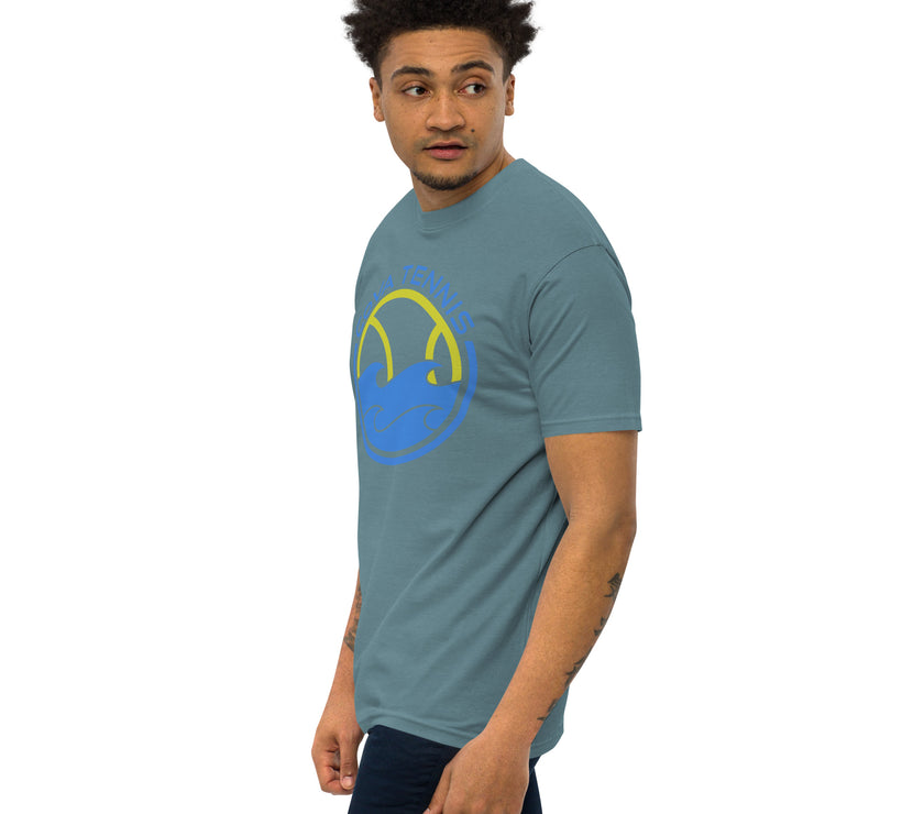 CoVA Tennis Ball & Waves Logo Men’s premium heavyweight tee