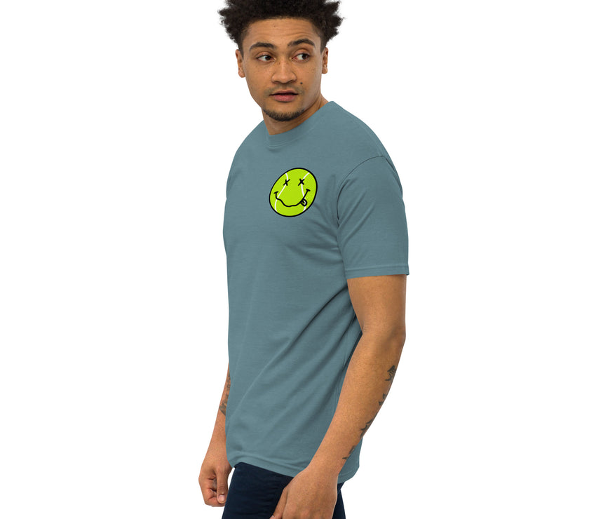 Smiling Tennis Ball by CoVA Tennis Men’s premium heavyweight tee