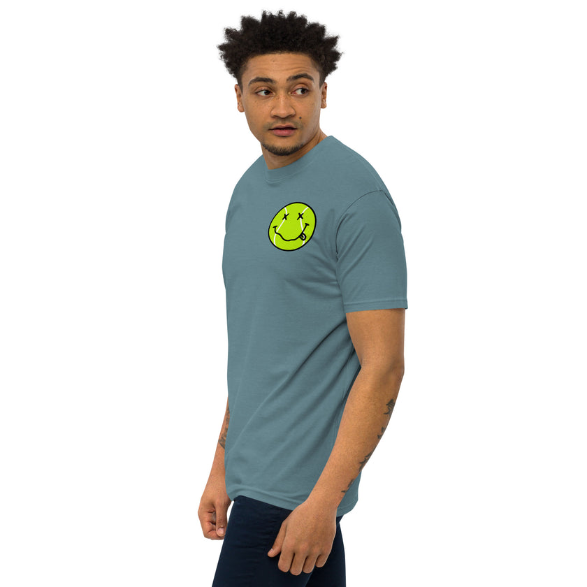 Smiling Tennis Ball by CoVA Tennis Men’s premium heavyweight tee