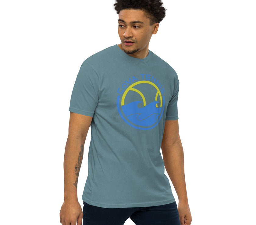 CoVA Tennis Ball & Waves Logo Men’s premium heavyweight tee