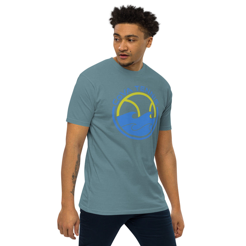 CoVA Tennis Ball & Waves Logo Men’s premium heavyweight tee