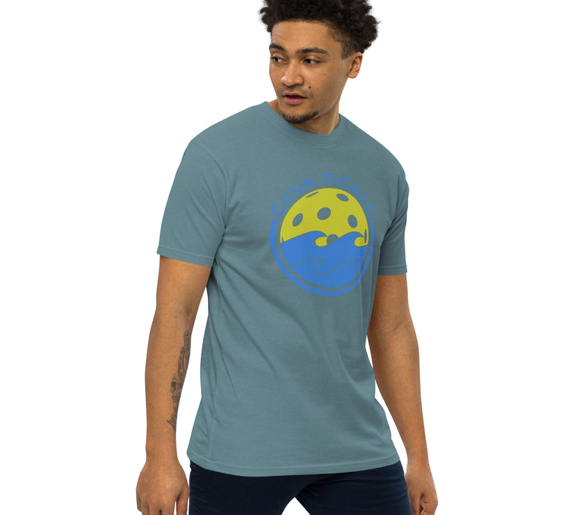 CoVA Pickle Ball & Waves Men’s premium heavyweight tee