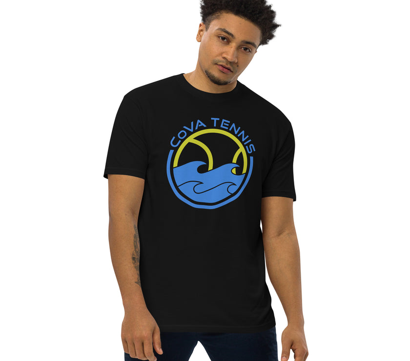 CoVA Tennis Ball & Waves Logo Men’s premium heavyweight tee