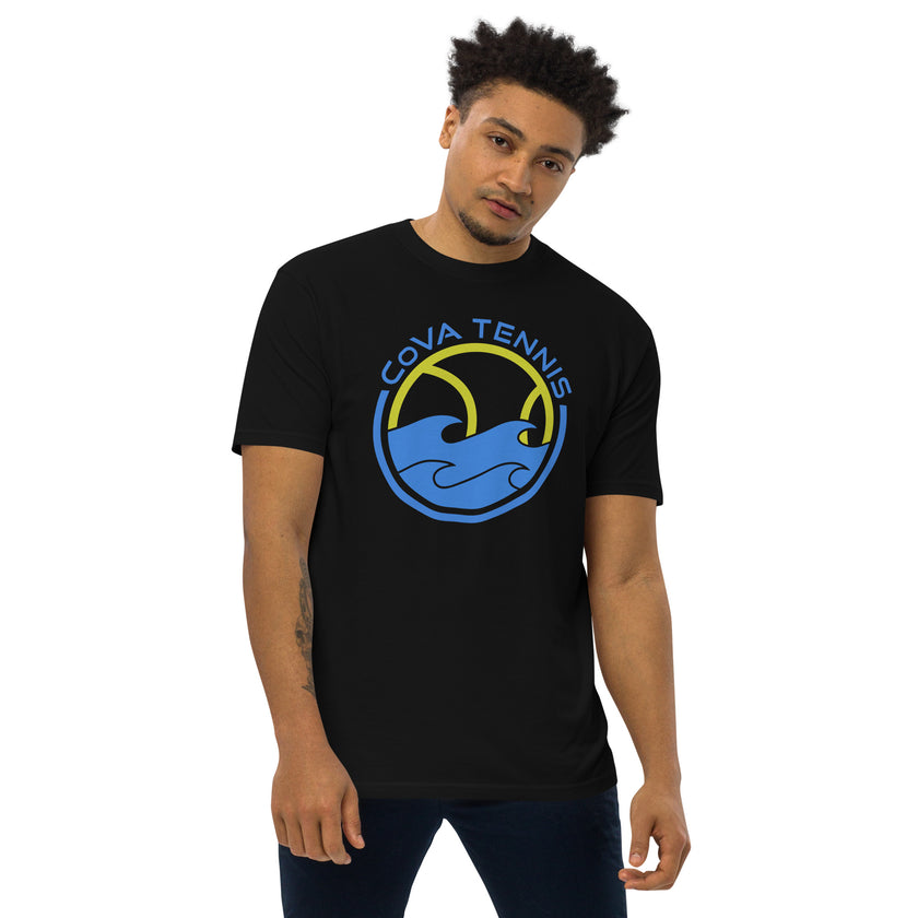 CoVA Tennis Ball & Waves Logo Men’s premium heavyweight tee