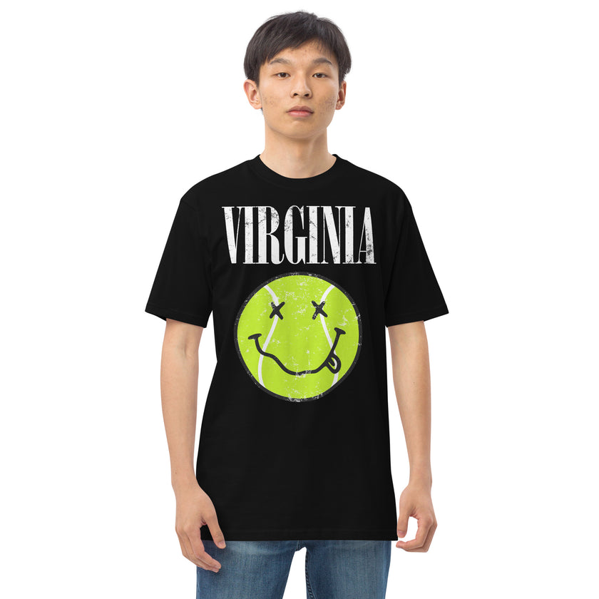 Virginia Smiley Face Tennis Ball by CoVA Tennis Men’s premium heavyweight tee