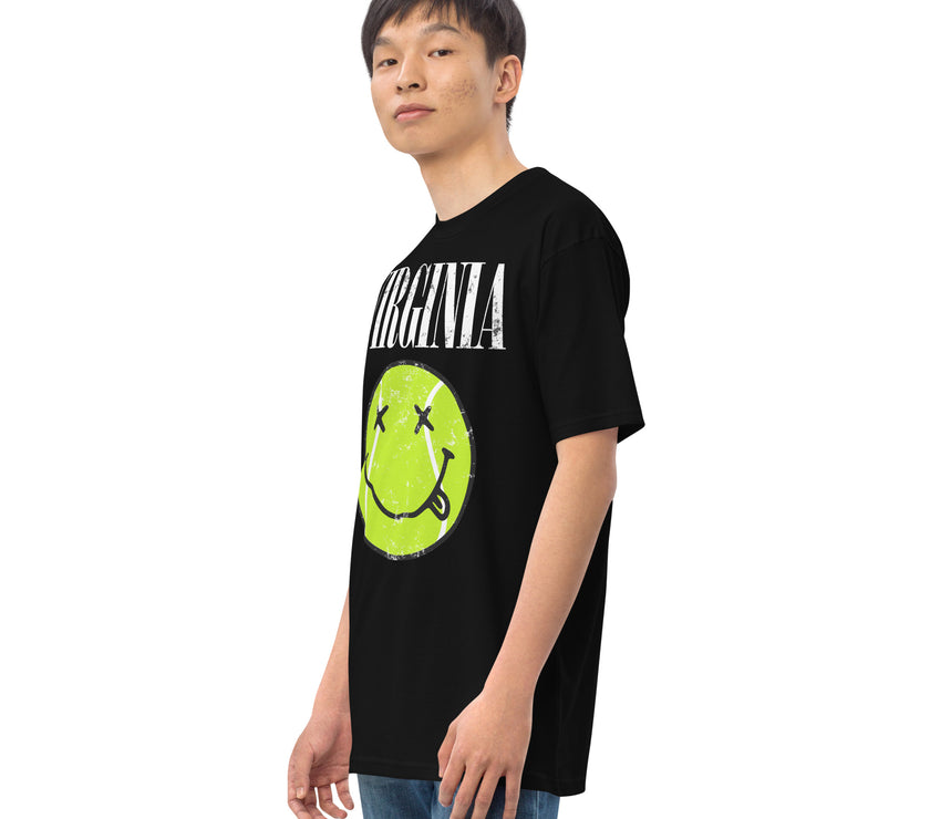 Virginia Smiley Face Tennis Ball by CoVA Tennis Men’s premium heavyweight tee