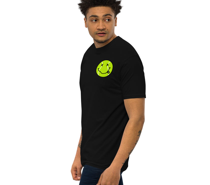 Smiling Tennis Ball by CoVA Tennis Men’s premium heavyweight tee