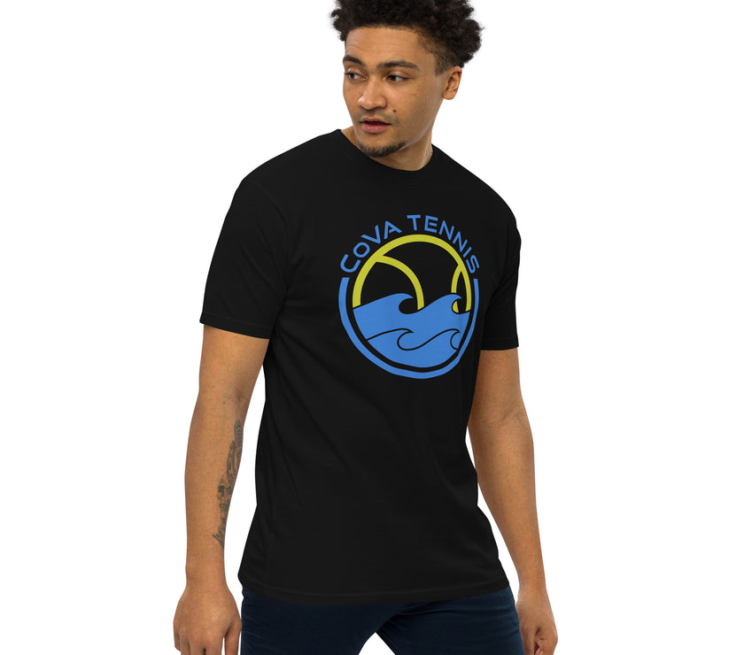 CoVA Tennis Ball & Waves Logo Men’s premium heavyweight tee