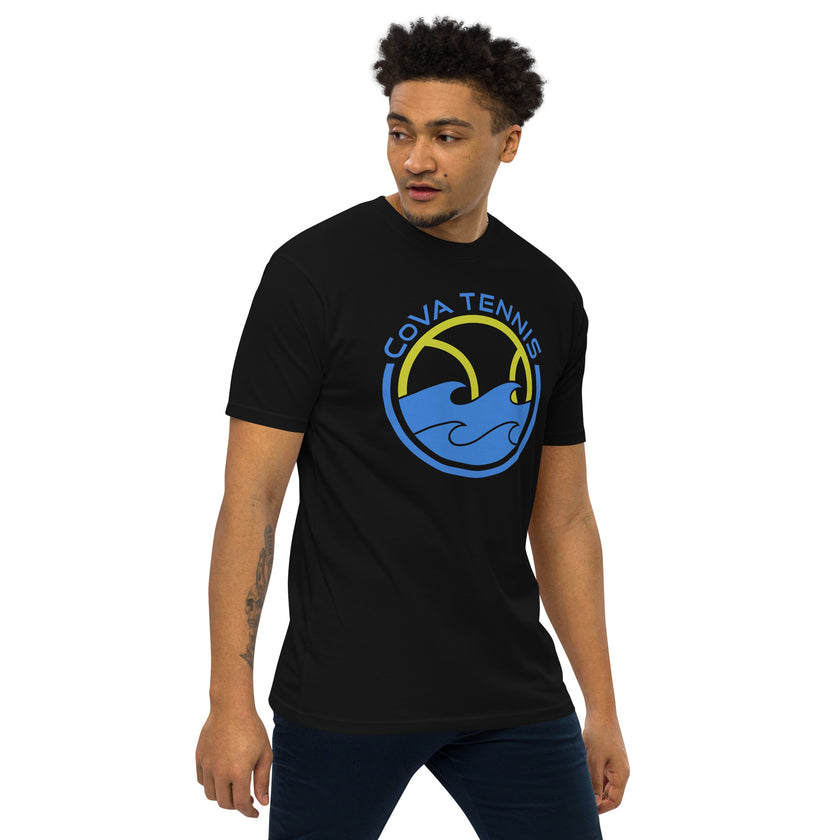 CoVA Tennis Ball & Waves Logo Men’s premium heavyweight tee