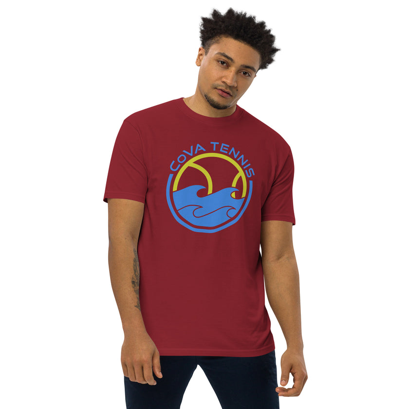 CoVA Tennis Ball & Waves Logo Men’s premium heavyweight tee