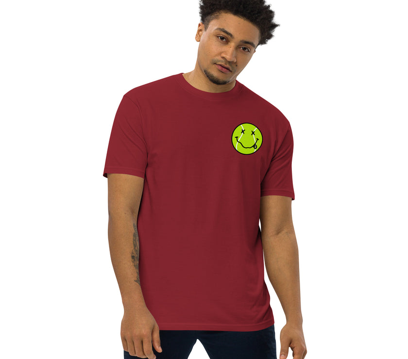 Smiling Tennis Ball by CoVA Tennis Men’s premium heavyweight tee