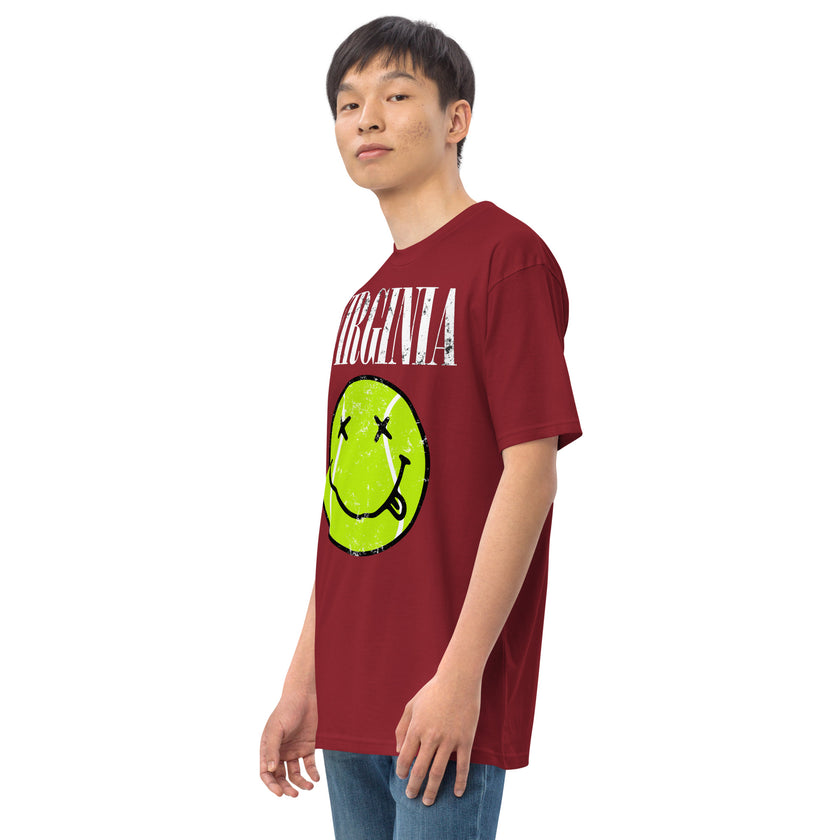 Virginia Smiley Face Tennis Ball by CoVA Tennis Men’s premium heavyweight tee