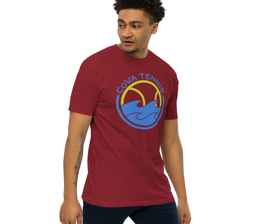 CoVA Tennis Ball & Waves Logo Men’s premium heavyweight tee