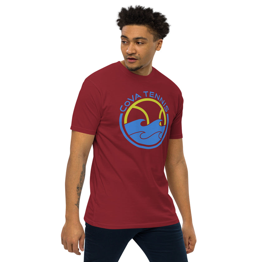 CoVA Tennis Ball & Waves Logo Men’s premium heavyweight tee