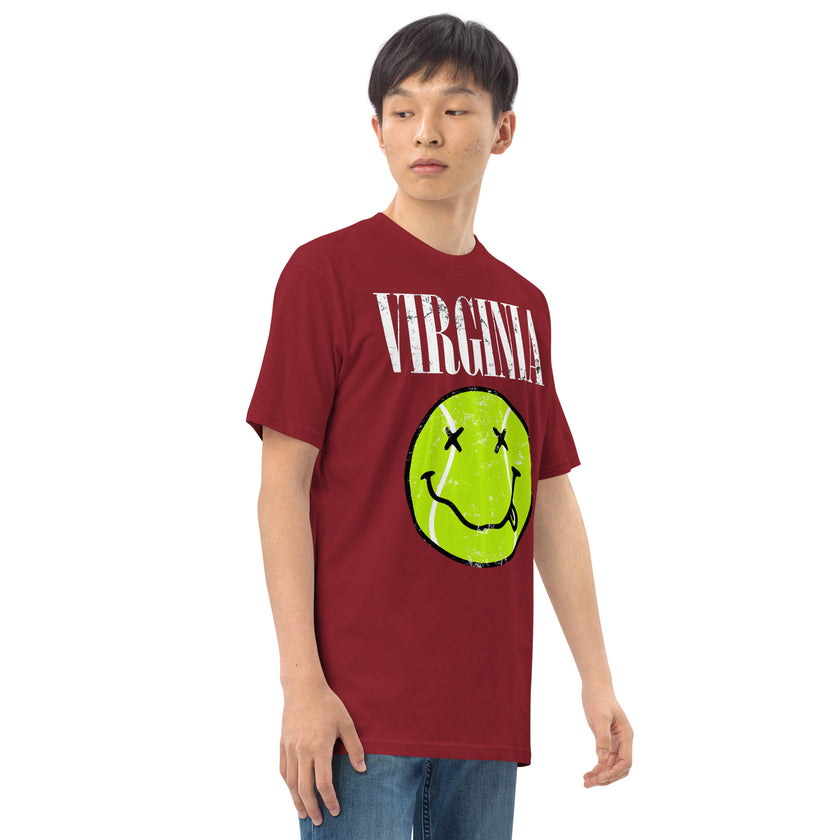 Virginia Smiley Face Tennis Ball by CoVA Tennis Men’s premium heavyweight tee