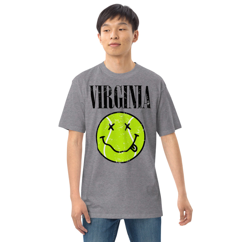 Virginia Smiley Face Tennis Ball by CoVA Tennis Men’s premium heavyweight tee