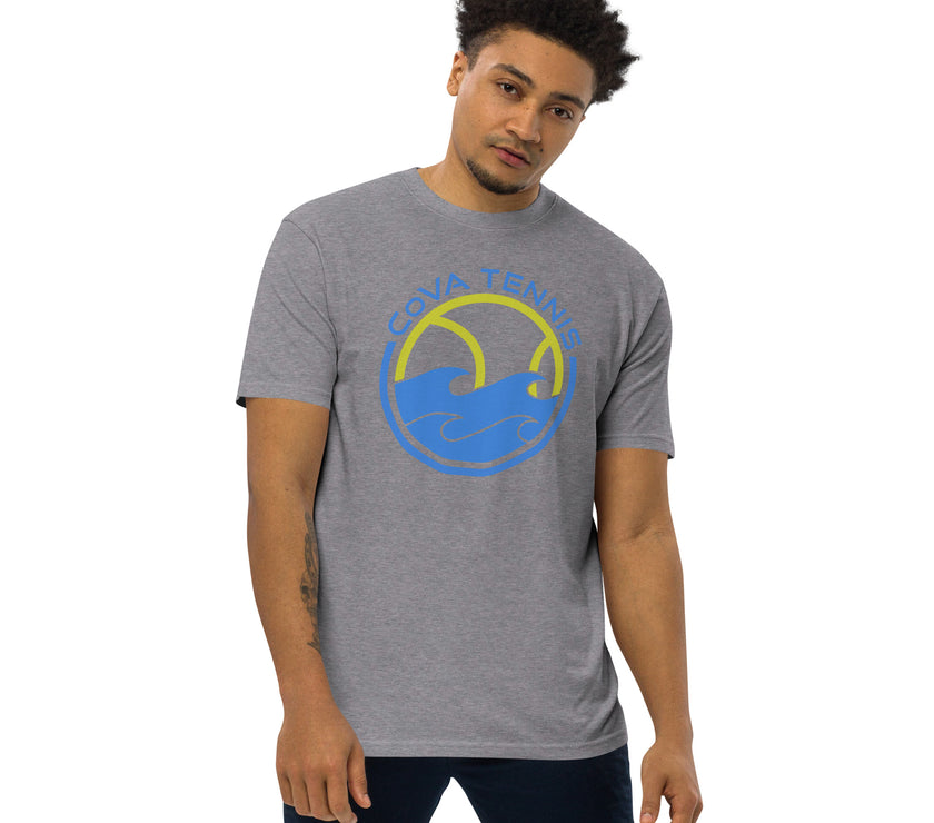 CoVA Tennis Ball & Waves Logo Men’s premium heavyweight tee