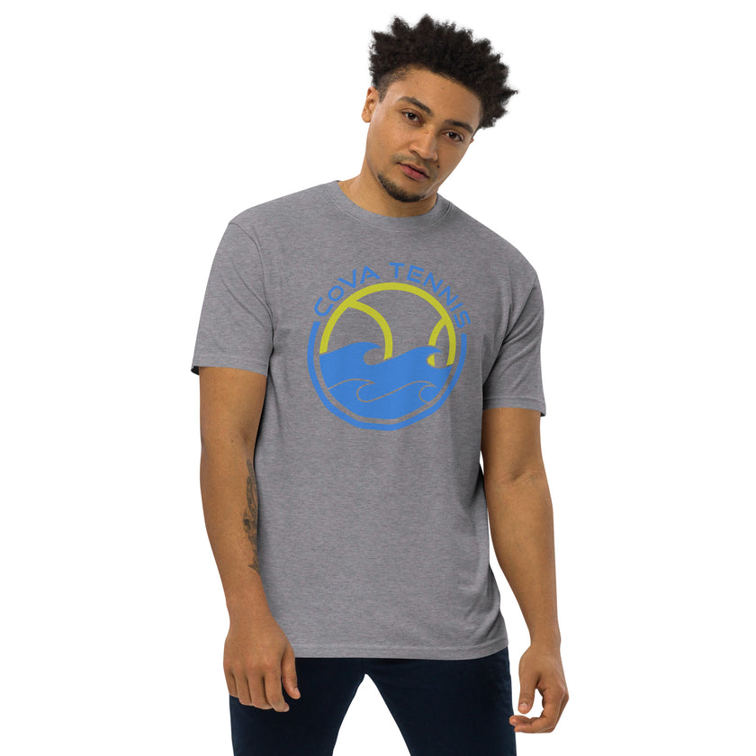 CoVA Tennis Ball & Waves Logo Men’s premium heavyweight tee