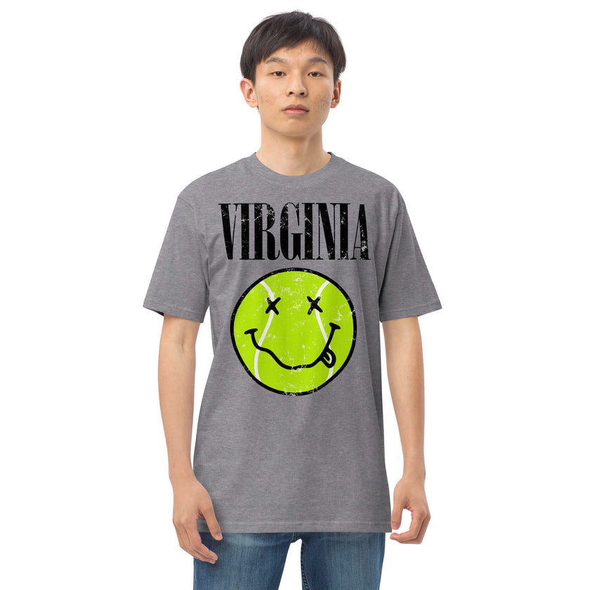 Virginia Smiley Face Tennis Ball by CoVA Tennis Men’s premium heavyweight tee