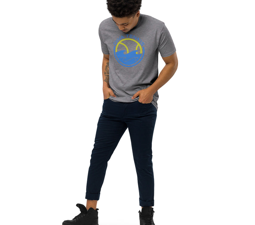 CoVA Tennis Ball & Waves Logo Men’s premium heavyweight tee