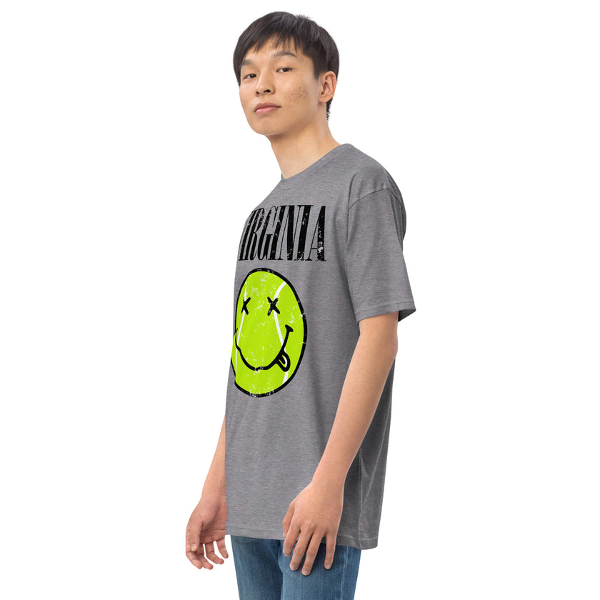 Virginia Smiley Face Tennis Ball by CoVA Tennis Men’s premium heavyweight tee