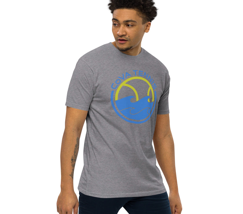 CoVA Tennis Ball & Waves Logo Men’s premium heavyweight tee