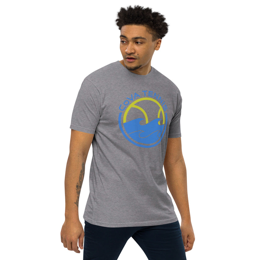 CoVA Tennis Ball & Waves Logo Men’s premium heavyweight tee