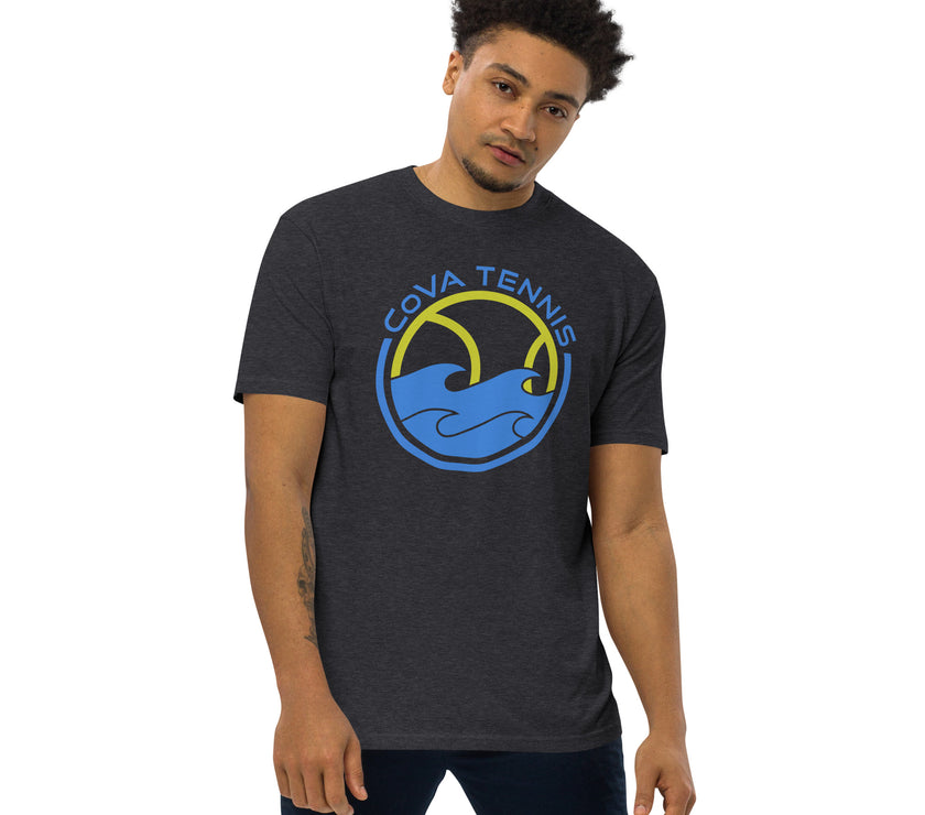 CoVA Tennis Ball & Waves Logo Men’s premium heavyweight tee