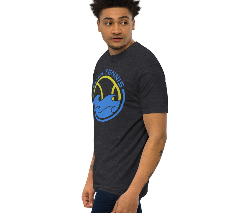 CoVA Tennis Ball & Waves Logo Men’s premium heavyweight tee