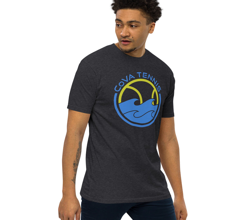 CoVA Tennis Ball & Waves Logo Men’s premium heavyweight tee