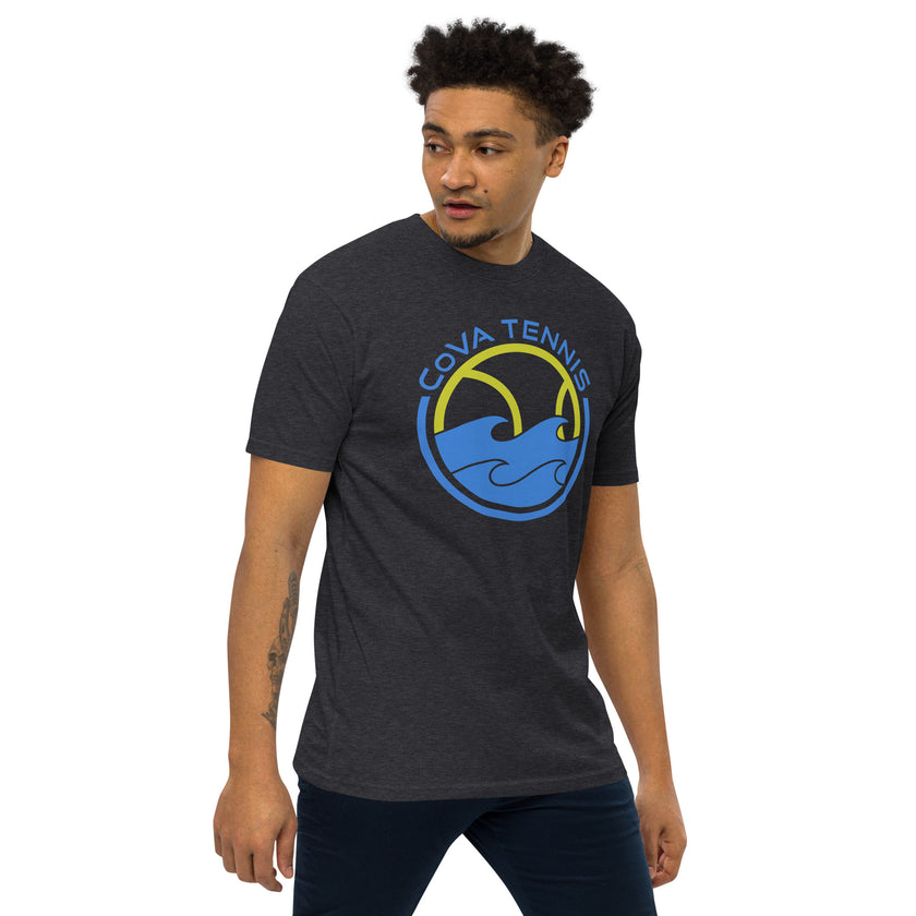 CoVA Tennis Ball & Waves Logo Men’s premium heavyweight tee