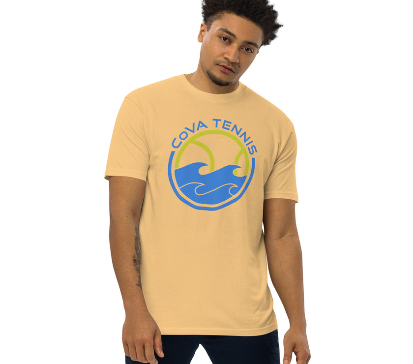 CoVA Tennis Ball & Waves Logo Men’s premium heavyweight tee