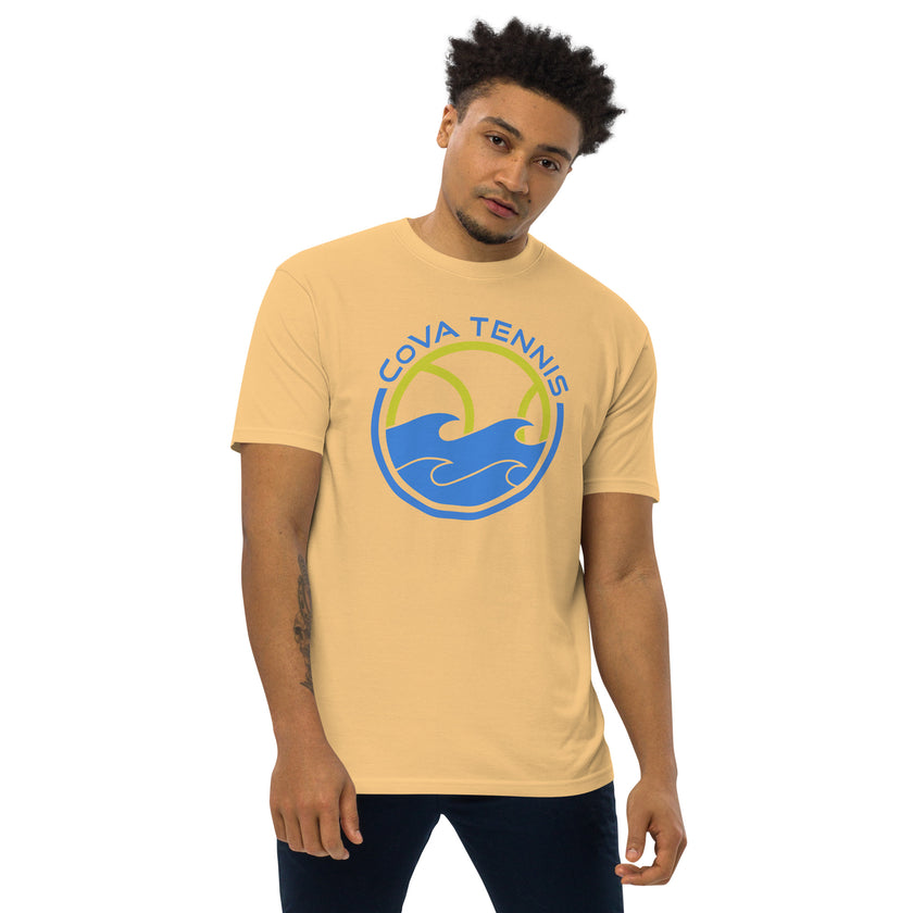 CoVA Tennis Ball & Waves Logo Men’s premium heavyweight tee