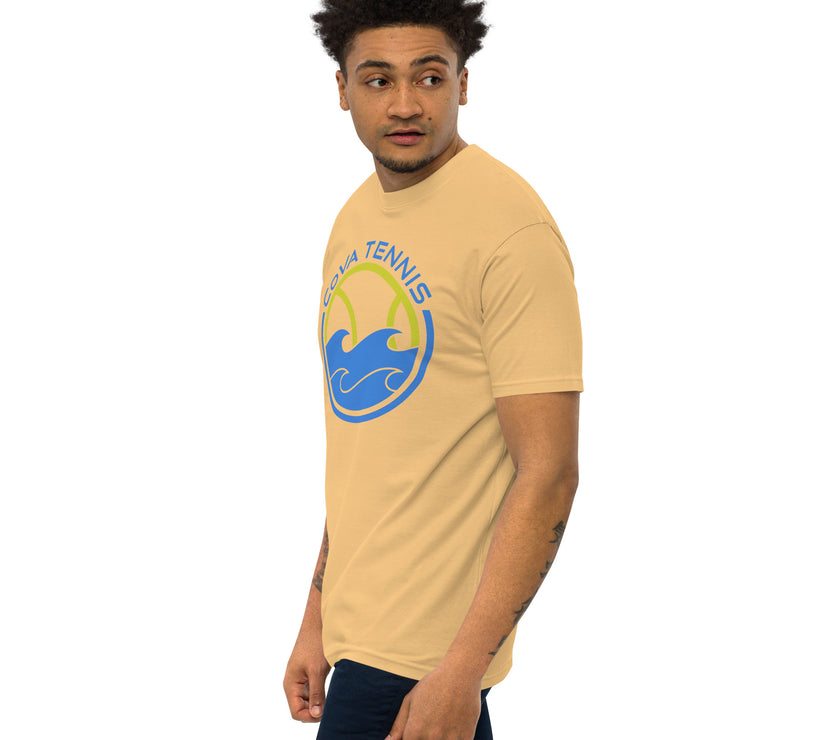 CoVA Tennis Ball & Waves Logo Men’s premium heavyweight tee