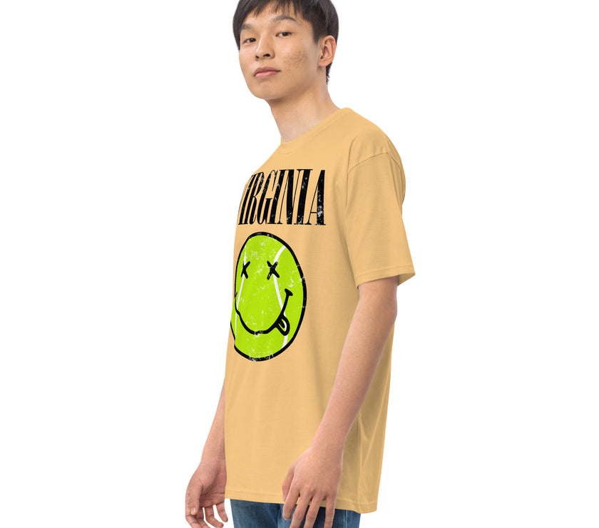 Virginia Smiley Face Tennis Ball by CoVA Tennis Men’s premium heavyweight tee