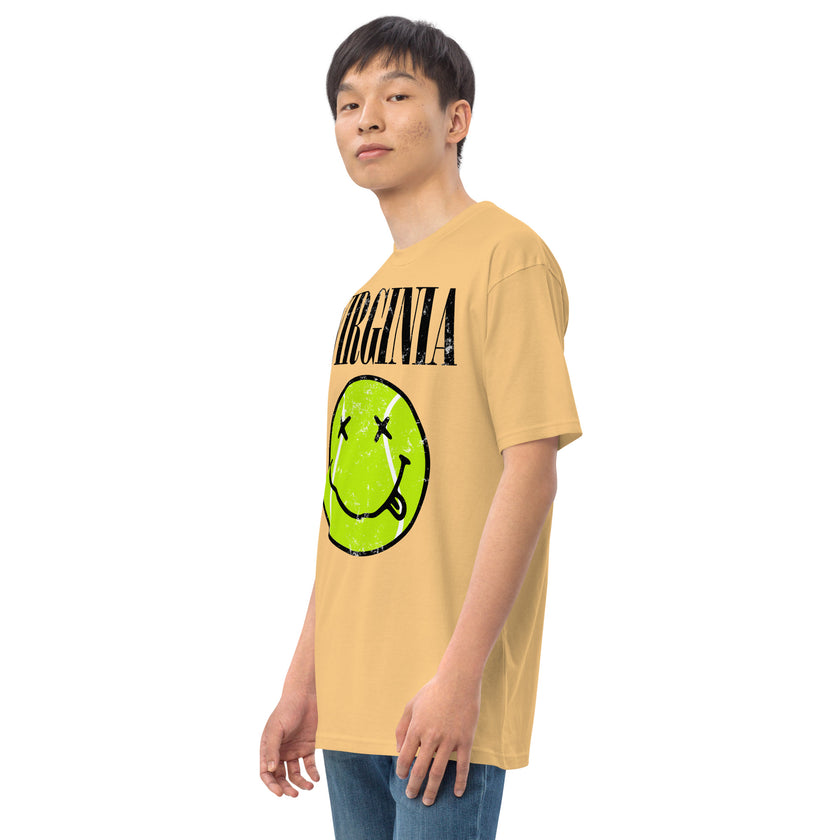 Virginia Smiley Face Tennis Ball by CoVA Tennis Men’s premium heavyweight tee