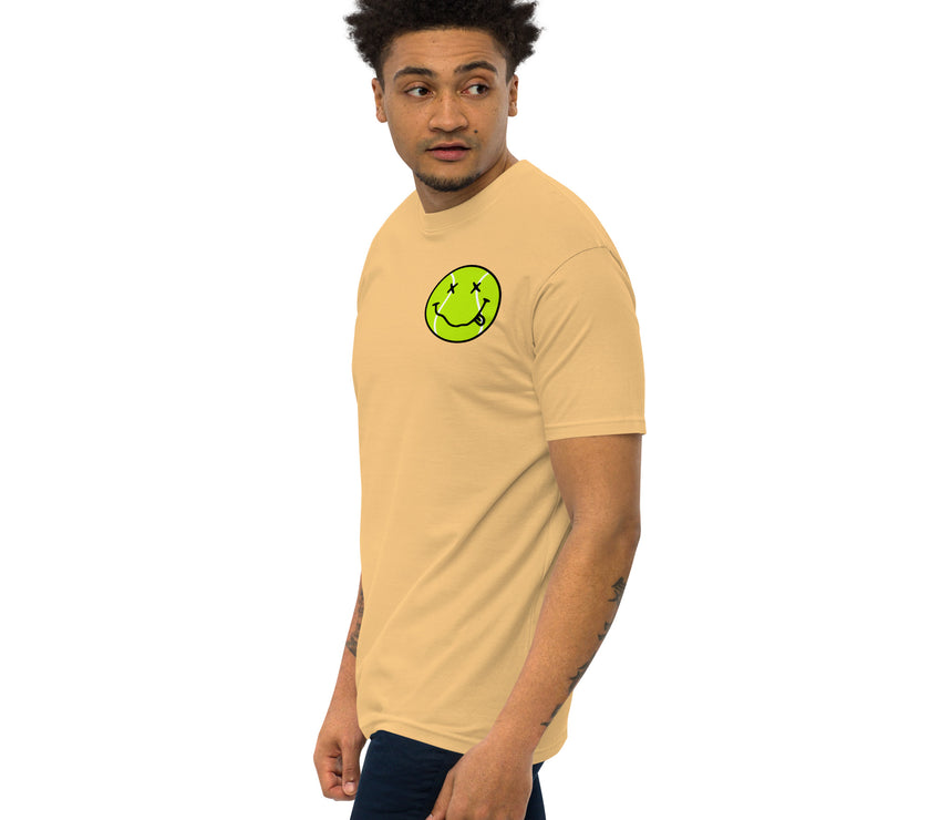 Smiling Tennis Ball by CoVA Tennis Men’s premium heavyweight tee