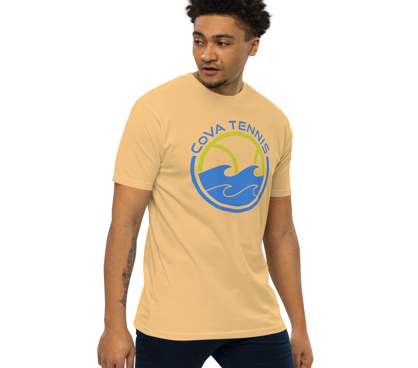 CoVA Tennis Ball & Waves Logo Men’s premium heavyweight tee