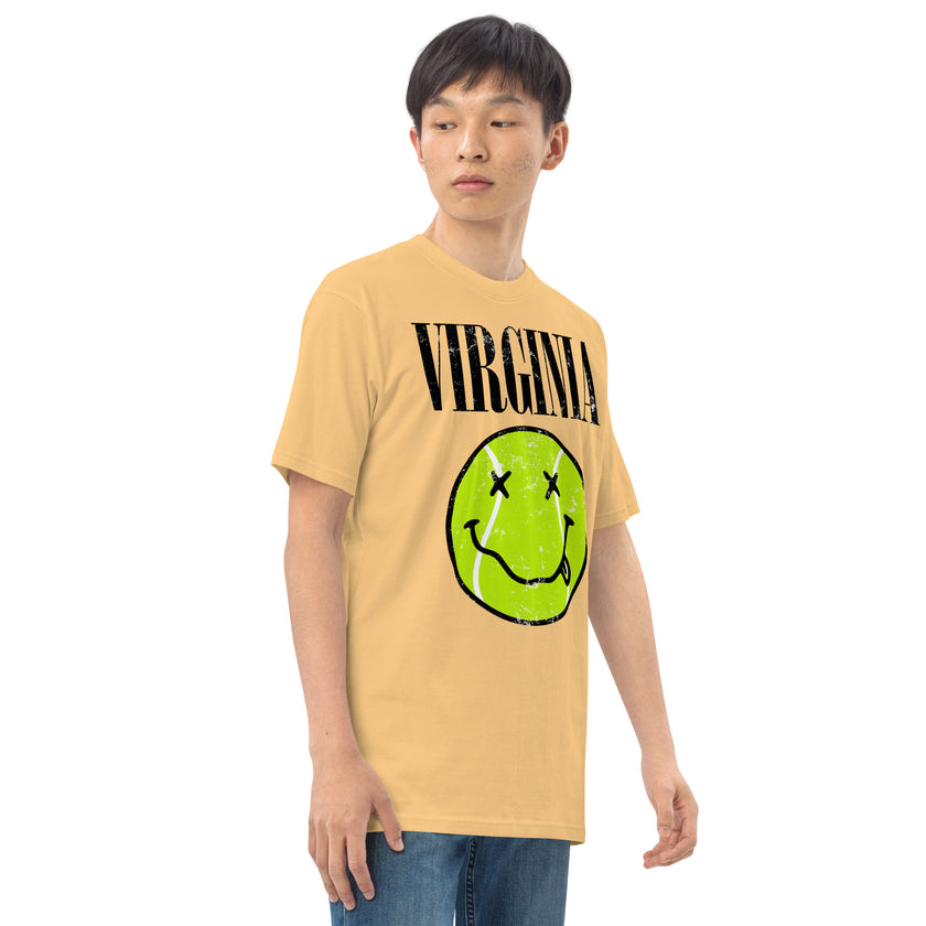 Virginia Smiley Face Tennis Ball by CoVA Tennis Men’s premium heavyweight tee